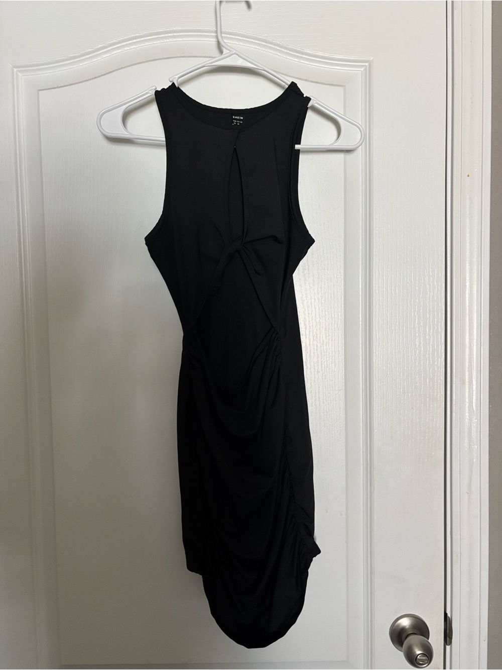 Black Sleeveless Twist-Front Mini Dress